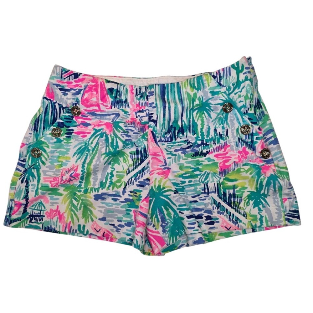 Lilly Pulitzer Women's Sz 4 Marina Knit Shorts Salt In The Air Tropical Colorful